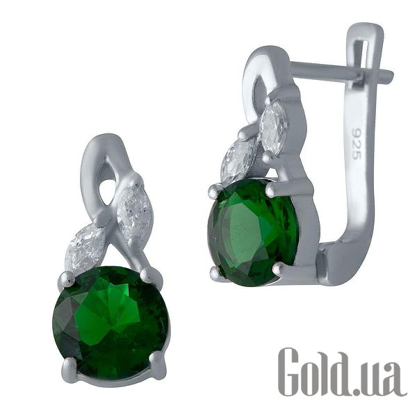 

Серьги Fresh Jewelry, Серебряные серьги с синт. изумрудами и куб. циркониями