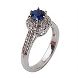 Женское золотое кольцо с сапфиром и бриллиантами, 1732465