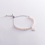 Жіночий срібний браслет з культив. перлами, 1796465