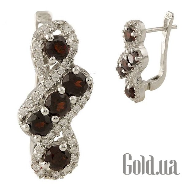 

Серьги Fresh Jewelry, Серебряные серьги с гранатами и куб. циркониями
