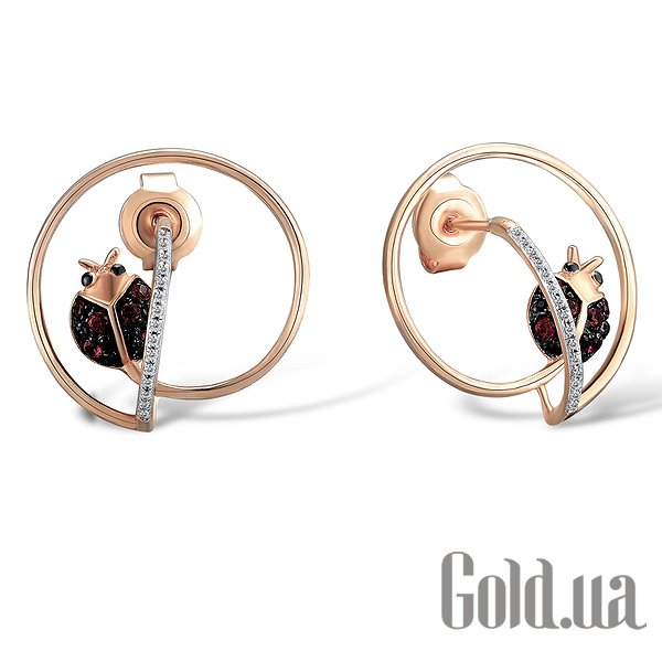

Серьги-гвоздики Lurie Jewelry, Золотые серьги с бриллиантами и гранатами