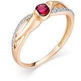 Женское золотое кольцо с бриллиантами и рубином, 1614194