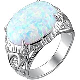 Женское серебряное кольцо с куб. циркониями и опалом, 1617266
