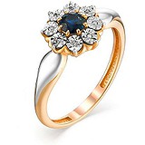 Женское золотое кольцо с бриллиантами и сапфиром, 1636722