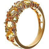 Женское золотое кольцо с бриллиантами, цитринами и перидотами, 1651314