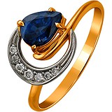 Женское золотое кольцо с бриллиантами и сапфиром, 1672818