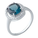 Женское серебряное кольцо с топазом и куб. циркониями, 1727090