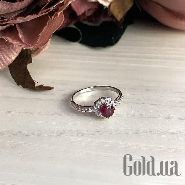 Каблучка Fresh Jewelry Жіноча срібна каблучка з рубіном і куб. цирконіями, 16.5
