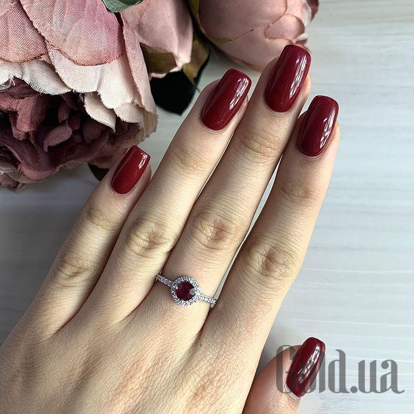 Каблучка Fresh Jewelry Жіноча срібна каблучка з рубіном і куб. цирконіями, 16.5