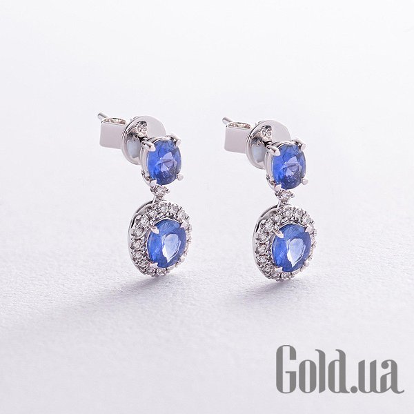 

Серьги с подвесками Украина, Золотые серьги с бриллиантами и сапфирами