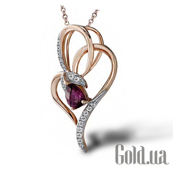

Женский кулон Lurie Jewelry, Золотой кулон с бриллиантами и родолитом
