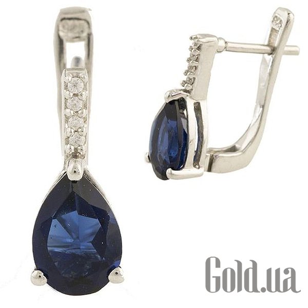 

Серьги Fresh Jewelry, Серебряные серьги с синт. сапфирами и куб. циркониями