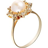 Женское золотое кольцо с бриллиантами и жемчугом, 1625715