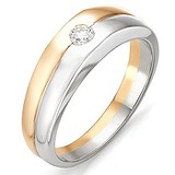 Золотое обручальное кольцо с бриллиантом, 1650035