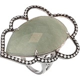 Женское серебряное кольцо с куб. циркониями и аквамарином, 1670003