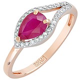 Женское золотое кольцо с рубином и бриллиантами, 1674355