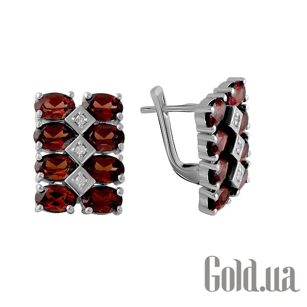 

Серьги Fresh Jewelry, Серебряные серьги с куб. циркониями и гранатами