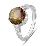 Женское серебряное кольцо с куб. циркониями и синт. аметрином (2089056), фотографии