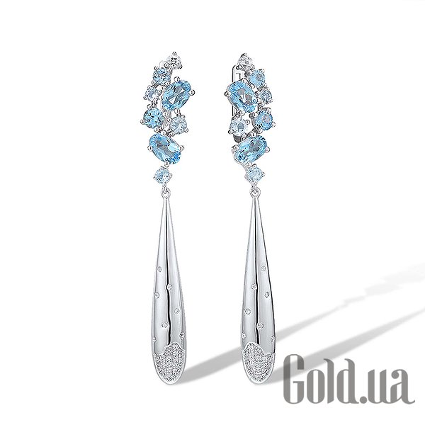 

Серьги с подвесками Lurie Jewelry, Золотые серьги с бриллиантами и топазами