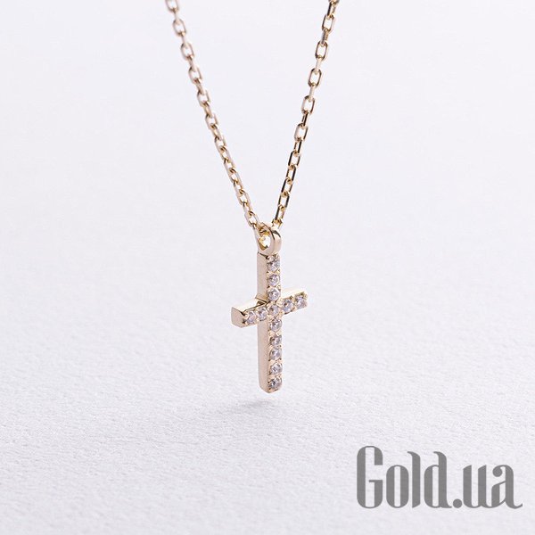 

Кулон-крестик Украина, Золотой кулон с цепочкой с куб. циркониями