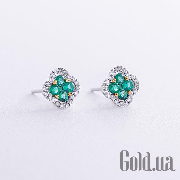

Серьги-гвоздики Украина, Золотые серьги с бриллиантами и изумрудами