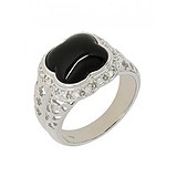 Женское серебряное кольцо с куб. циркониями и ониксом, 1546100