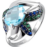 Женское серебряное кольцо с куб. циркониями и топазом, 1622644