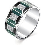 Женское серебряное кольцо с куб. циркониями и эмалью, 1645940