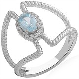 Женское серебряное кольцо с куб. циркониями и топазом, 1668468