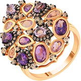 Женское золотое кольцо с аметистами и бриллиантами, 1673332