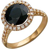 Женское золотое кольцо с бриллиантами и сапфиром, 1714292