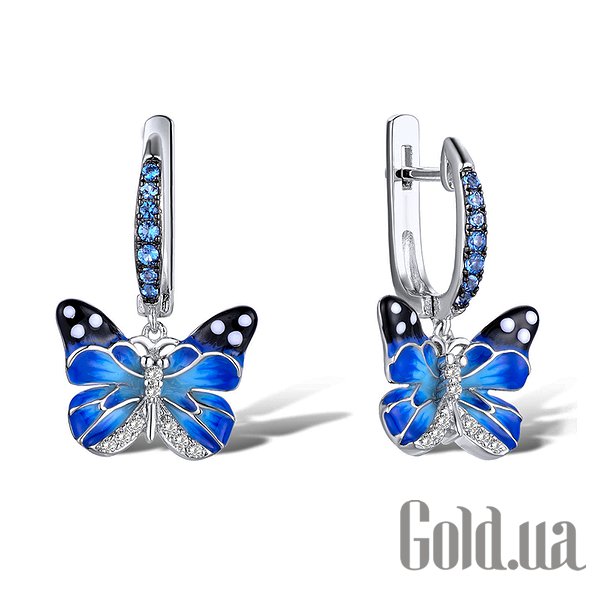 

Серьги с подвесками Lurie Jewelry, Серебряные серьги с куб.циркониями и эмалью