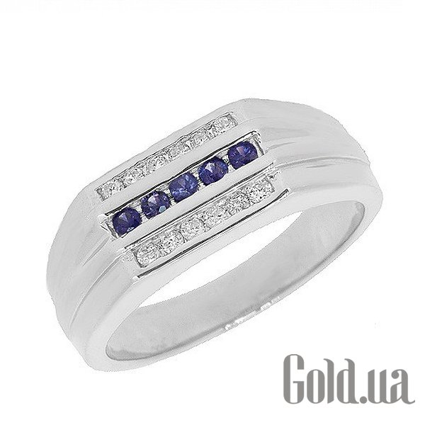 Купить Мужское серебряное кольцо с бриллиантами и сапфирами
