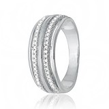 Серебряное обручальное кольцо с куб. циркониями (КК2Ф/213), фотографии