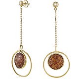Nina Ricci Золоті сережки з вигравіруваним бурштином, 000372