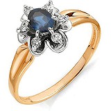 Женское золотое кольцо с бриллиантами и сапфиром, 1554037