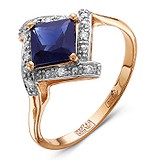 Женское золотое кольцо с сапфиром и бриллиантами, 1554293
