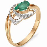 Женское золотое кольцо с бриллиантами и изумрудом, 1554549