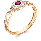 Женское золотое кольцо с бриллиантами и рубином, 1614197