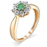 Женское золотое кольцо с бриллиантами и изумрудом, 1636725