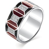 Женское серебряное кольцо с куб. циркониями и эмалью, 1645941
