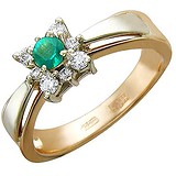 Женское золотое кольцо с бриллиантами и изумрудом, 1647989