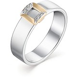 Женское серебряное кольцо с бриллиантами в позолоте, 1673589
