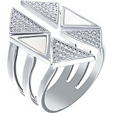 Женское серебряное кольцо с куб. циркониями и перламутрами, 1676405