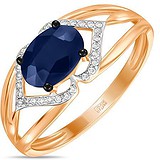 Женское золотое кольцо с бриллиантами и сапфиром, 1703541