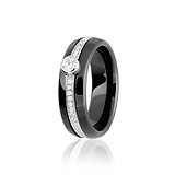 Cеребряное кольцо с керамикой и куб. цирконием, 571253