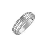 Серебряное обручальное кольцо с куб. циркониями, 1528950