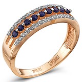 Женское золотое кольцо с сапфирами и бриллиантами, 1554294