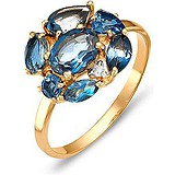 Женское золотое кольцо с топазами и куб. цирконием, 1603446