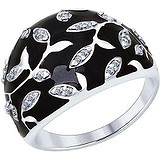 SOKOLOV Женское серебряное кольцо с куб. циркониями и эмалью, 1612918